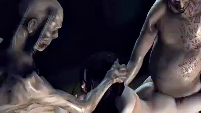 Sexy infected 3D cartoon babe double teamed by some zombies