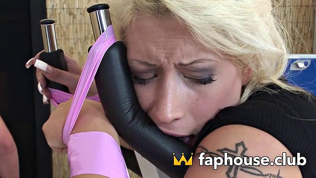 Big-Tits Milf Trainer Binds and Pounds Bound Stud