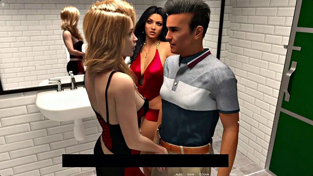 Two Horny Lesbian Girls Threesome With a Guy In Public Toilet