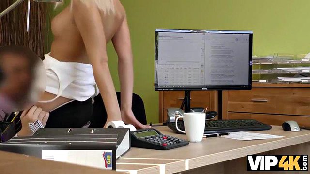 VIP4K. Blonde angel Katy Rose gladly passes the dirty casting of her credit manager: Porn