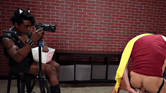 IR jock barebacked in cosplay anal by Black top in leather
