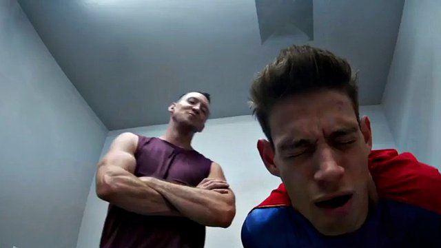 Superman hunk pounded bareback from behind