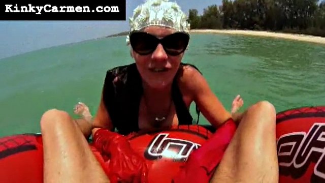 Carmen Rivera gives a tourist an enema with a cane