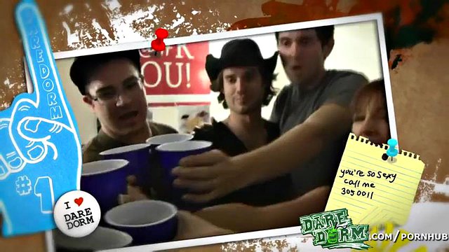 Dare Dorm - College sluts start a chocolate syrup wrestling match
