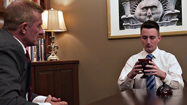 MasonicBoys - Old man DILF licks and fucks young trainee in the office